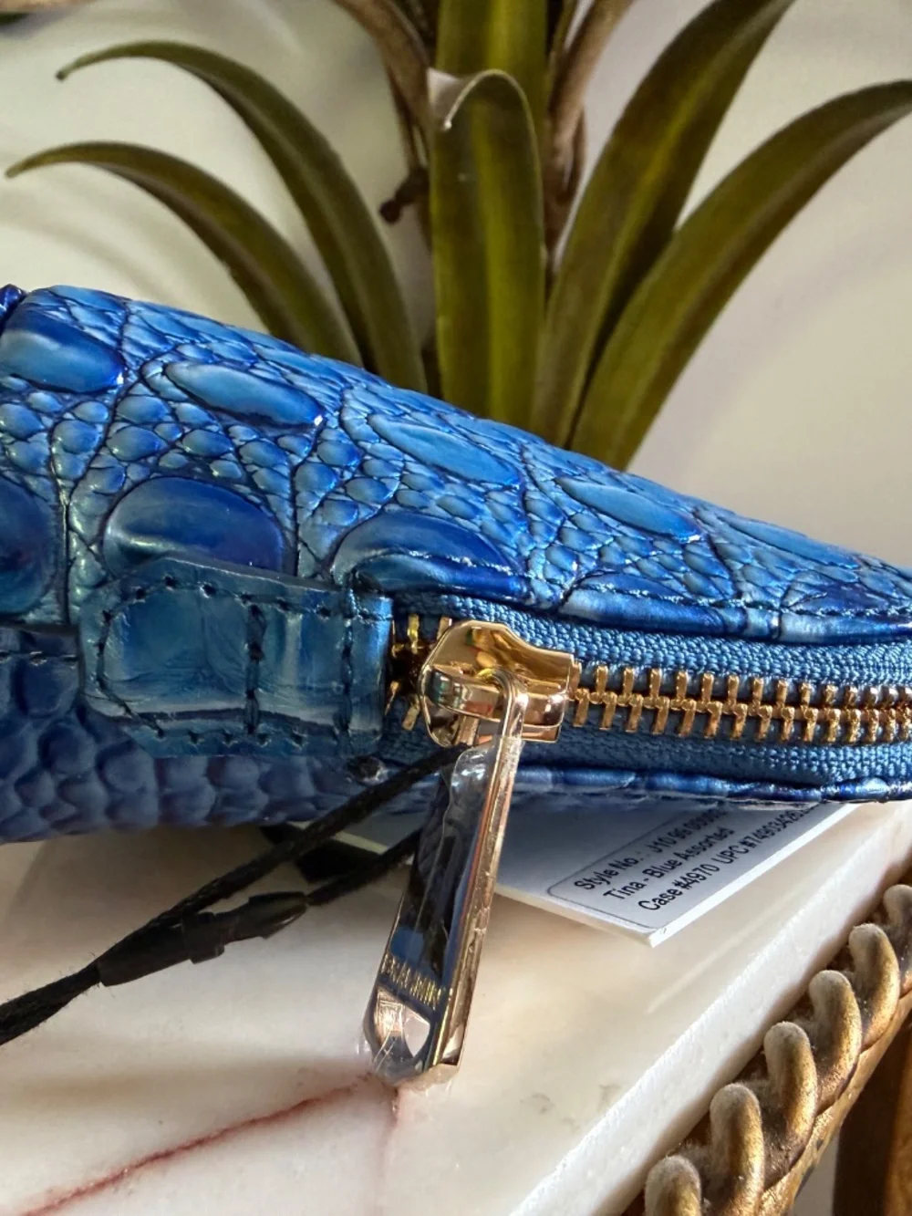 💙 Brahmin Sample 'Electric' Blue Tina Zippered Make Up Bag Pouch Clutch 💙 READ